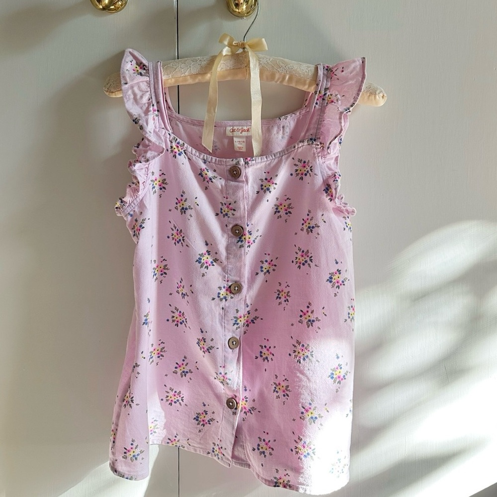 Cat & Jack girls lilac floral button-up blouse
